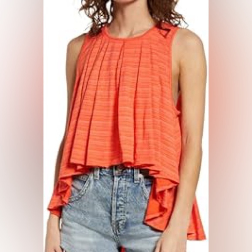 Free People Tiered Coral Sleeveless Top M